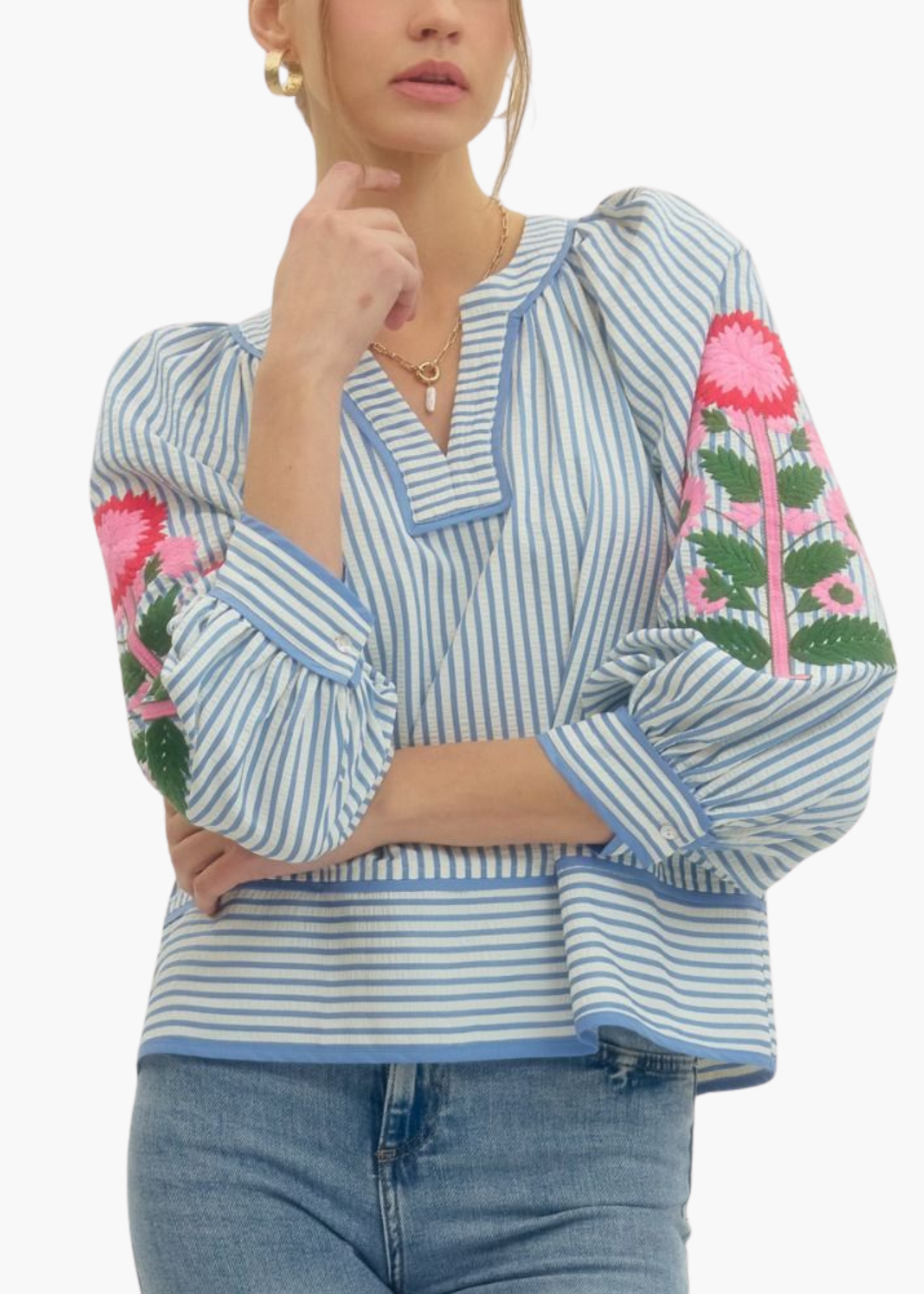 Jaipur Floral Top in Blue