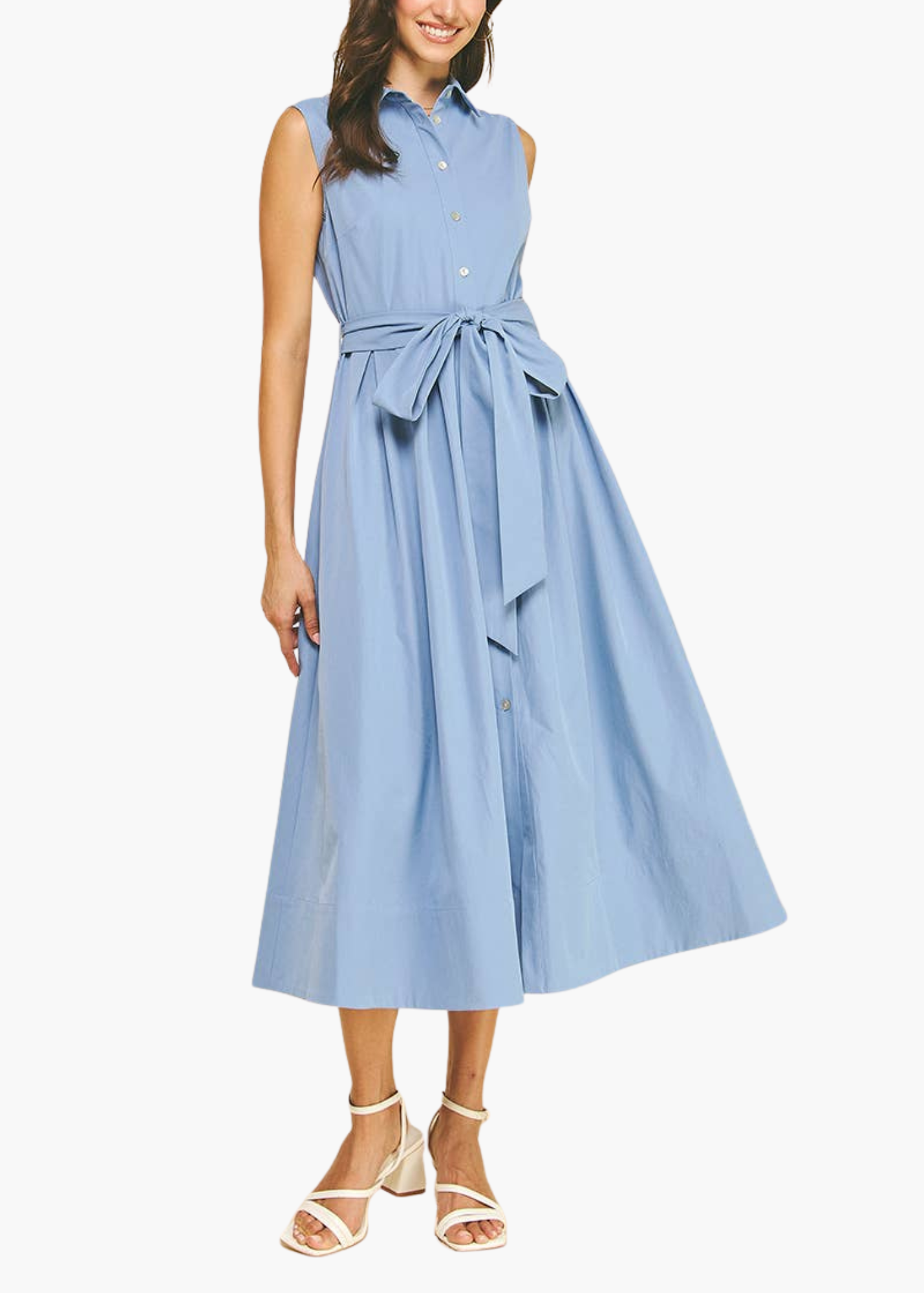 Hayden Midi Shirt Dress in Blue