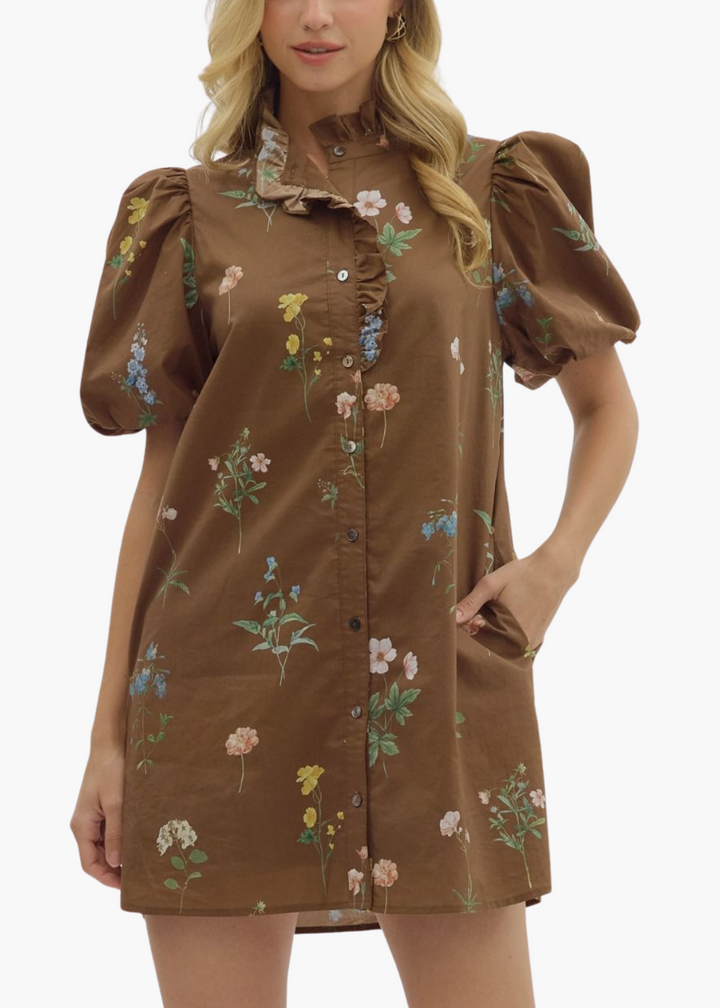 Madison Mini Dress in Brown