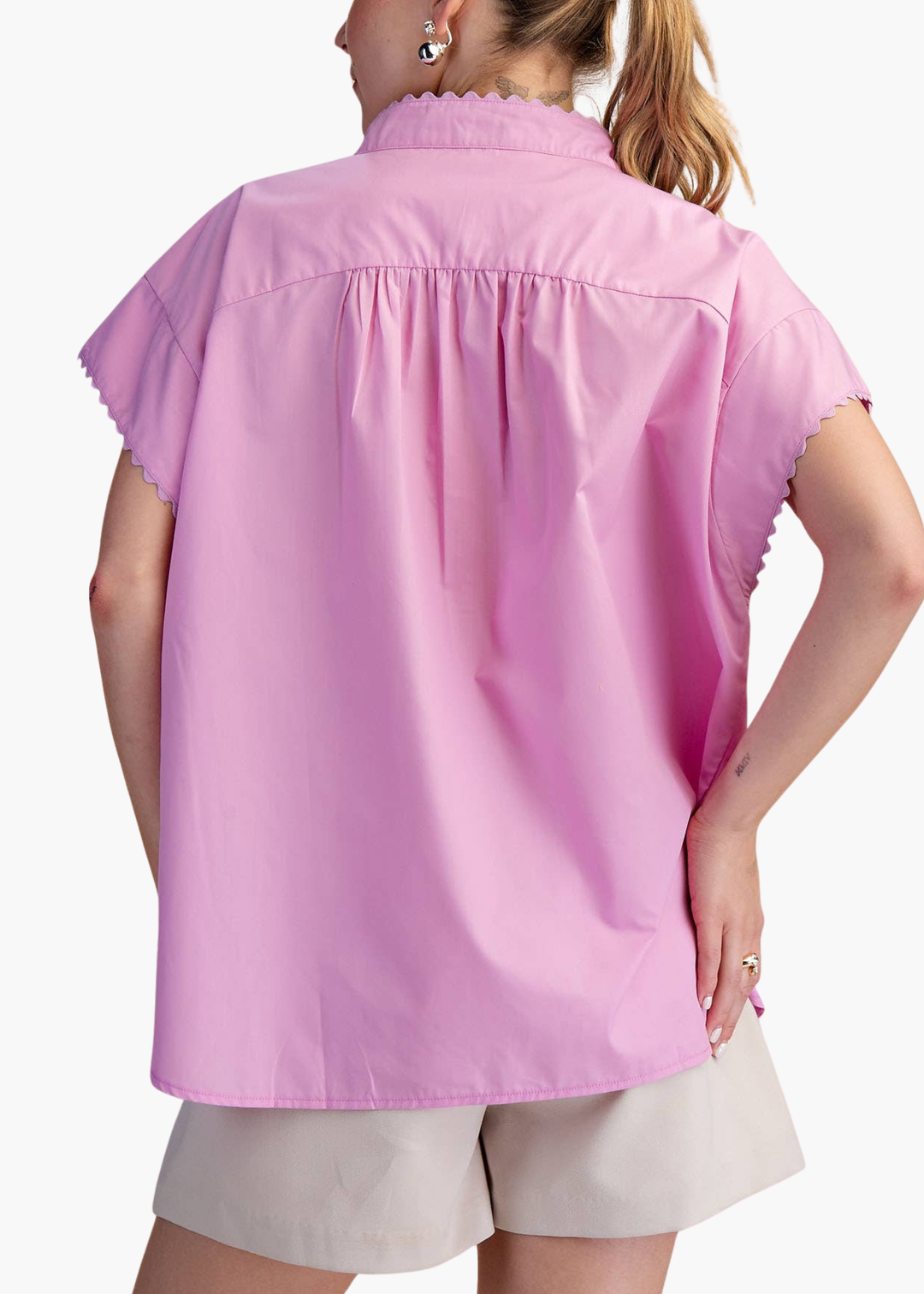 Cap Sleeve Oversized Shirt in Orchid
