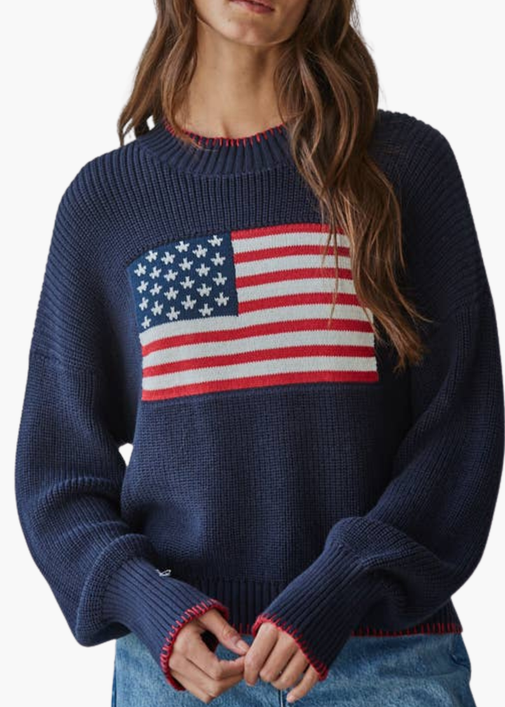 American Flag Pullover in Navy