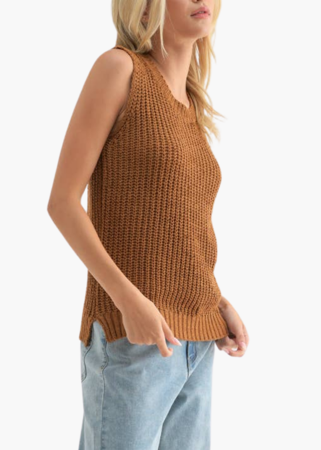 Jackie Sweater Tank in Camel