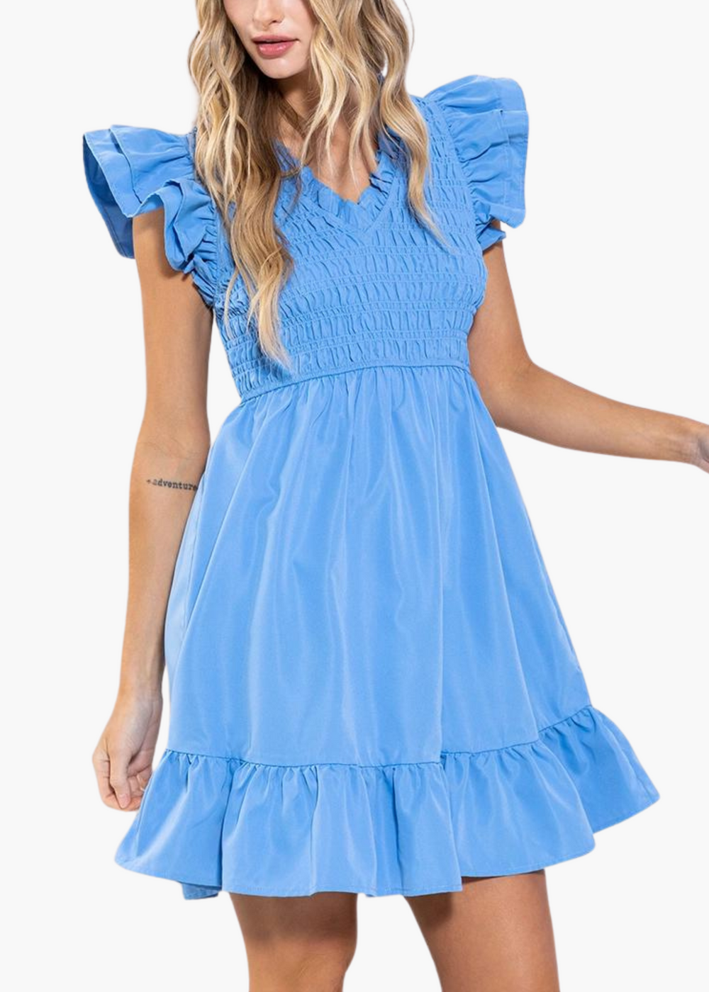 Carly Smocked Mini Dress | Blue