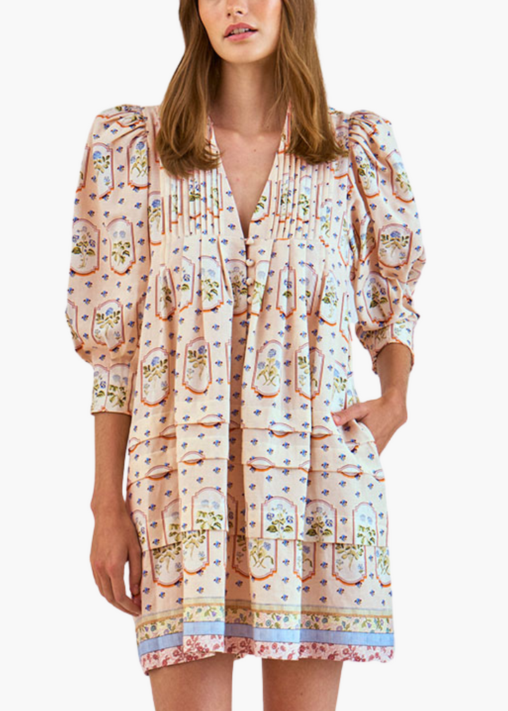 Camie Dress in Pastel Botanicals