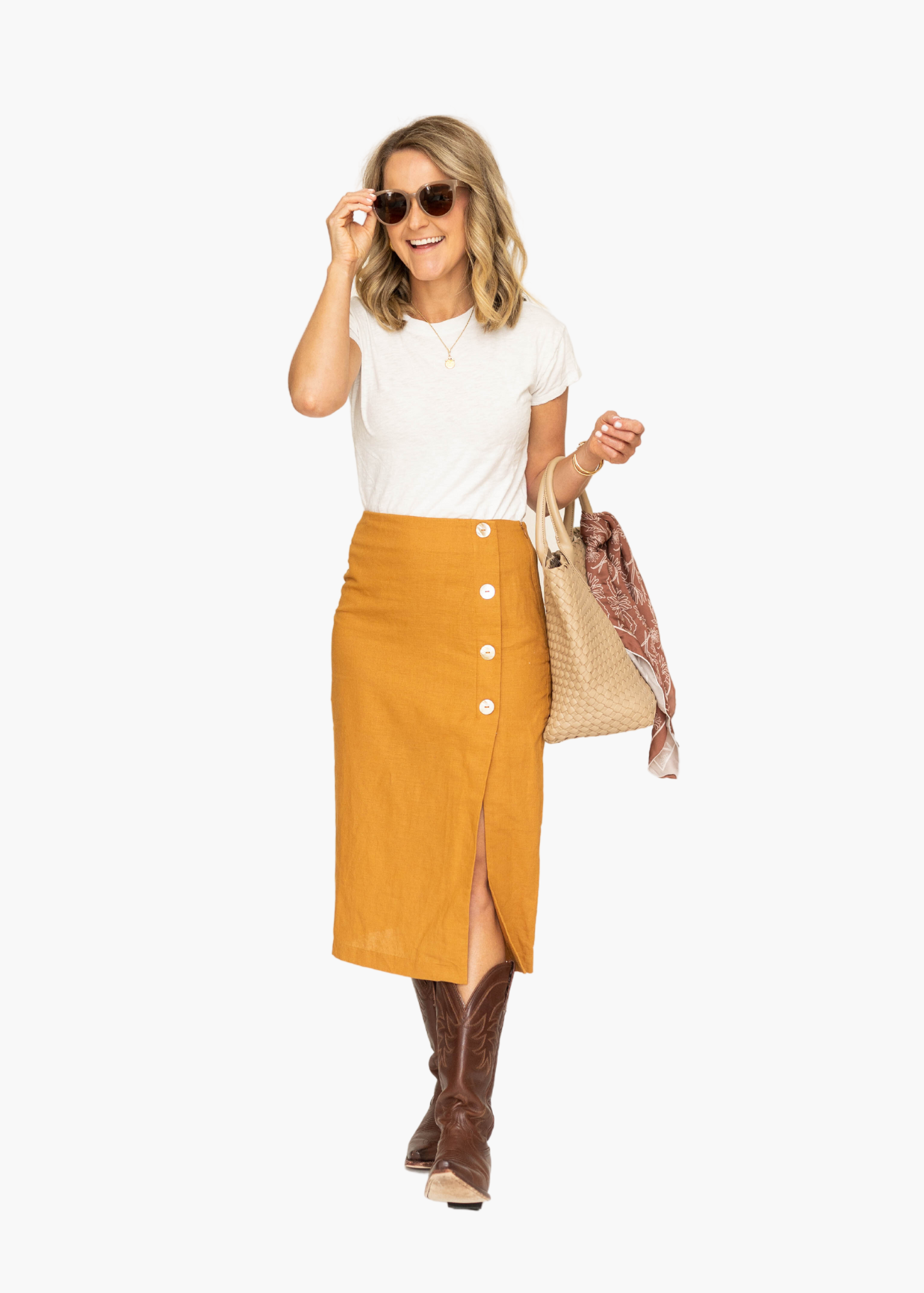 Blake Button Front Midi Skirt