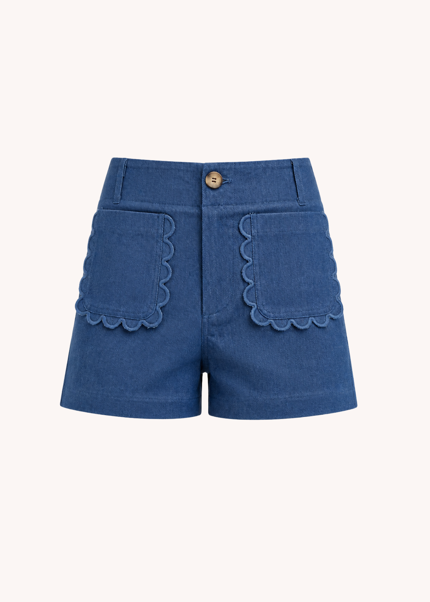 Colette Scalloped Shorts in Indigo