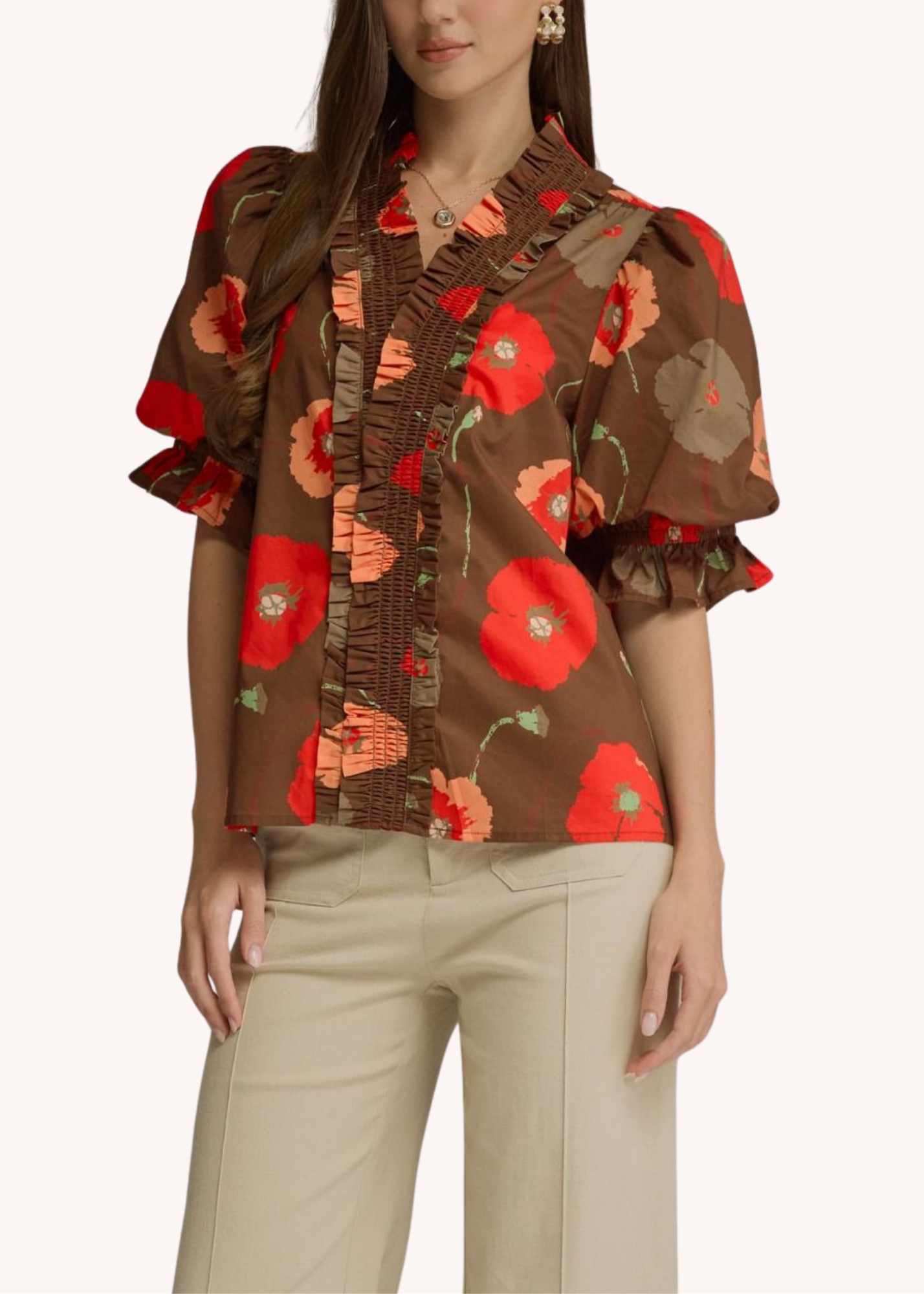 Poppy Cotton Top in Brown