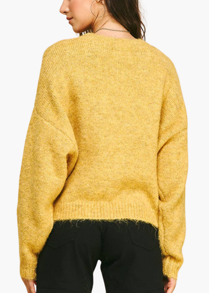 Long Sleeve Sweater Pullover in Golden Yellow