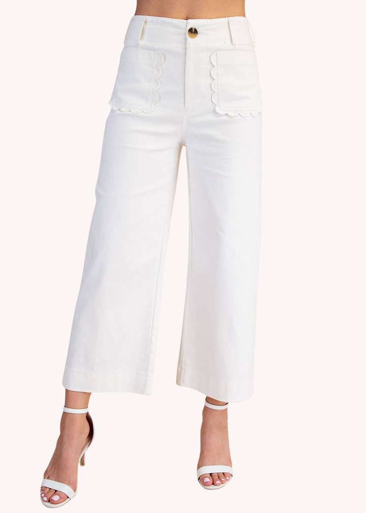 Colette Wide-Leg Scallop Pocket Pants