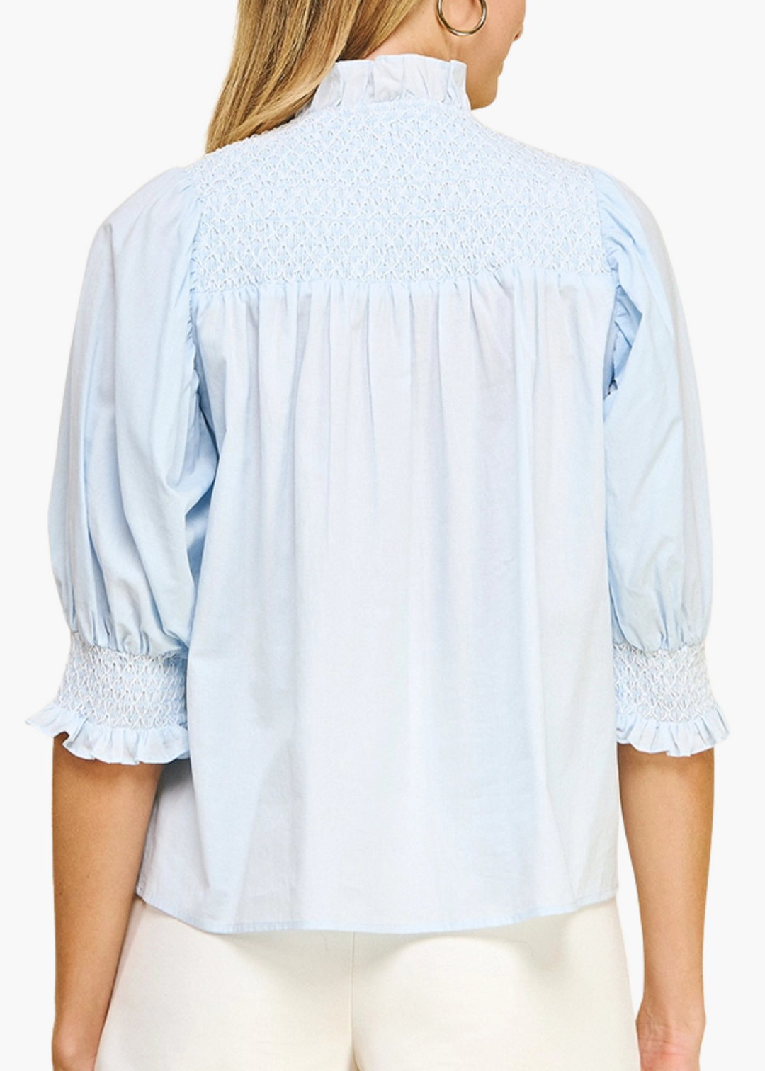 Sawyer Smocked Top in Light Blue