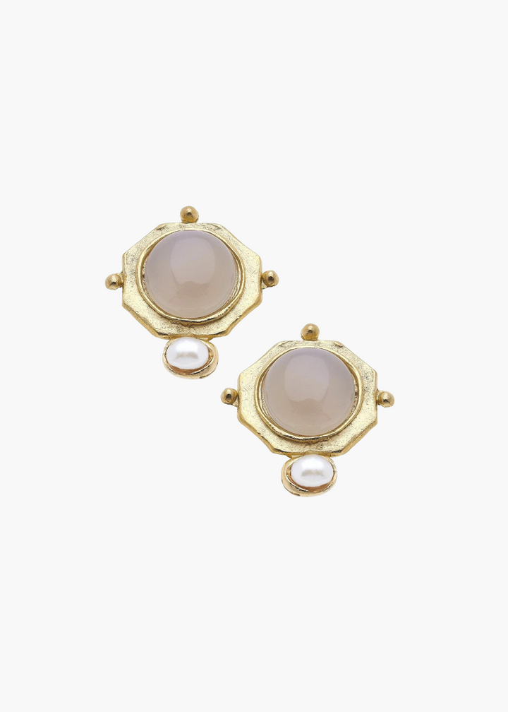 Becca Studs in Moonstone