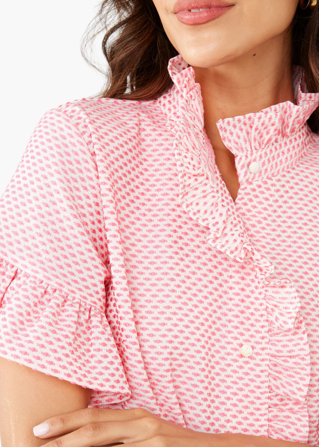 Katie Dress Salmon Tufted Cotton