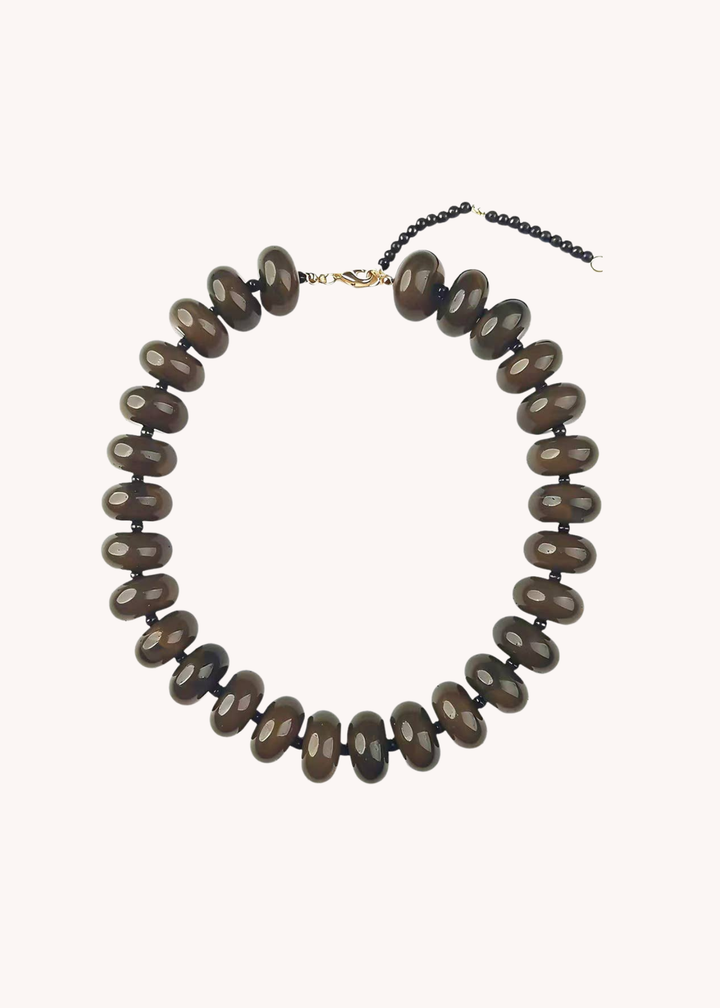 Bailey Chunky Beaded Necklace in Brown