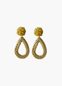 Ava Yellow Rattan Teardrop Earrings