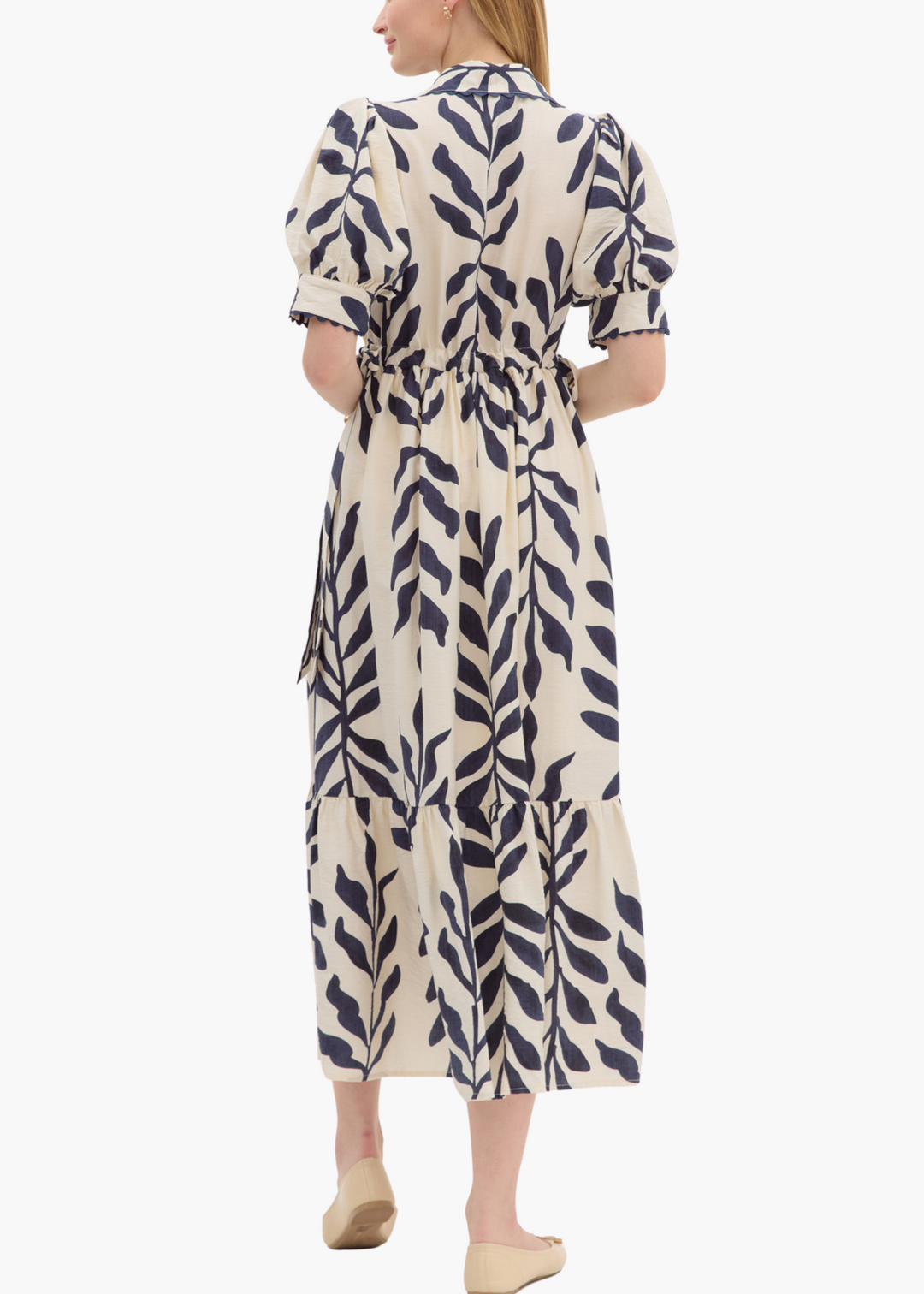 Palm Midi Dress in Navy