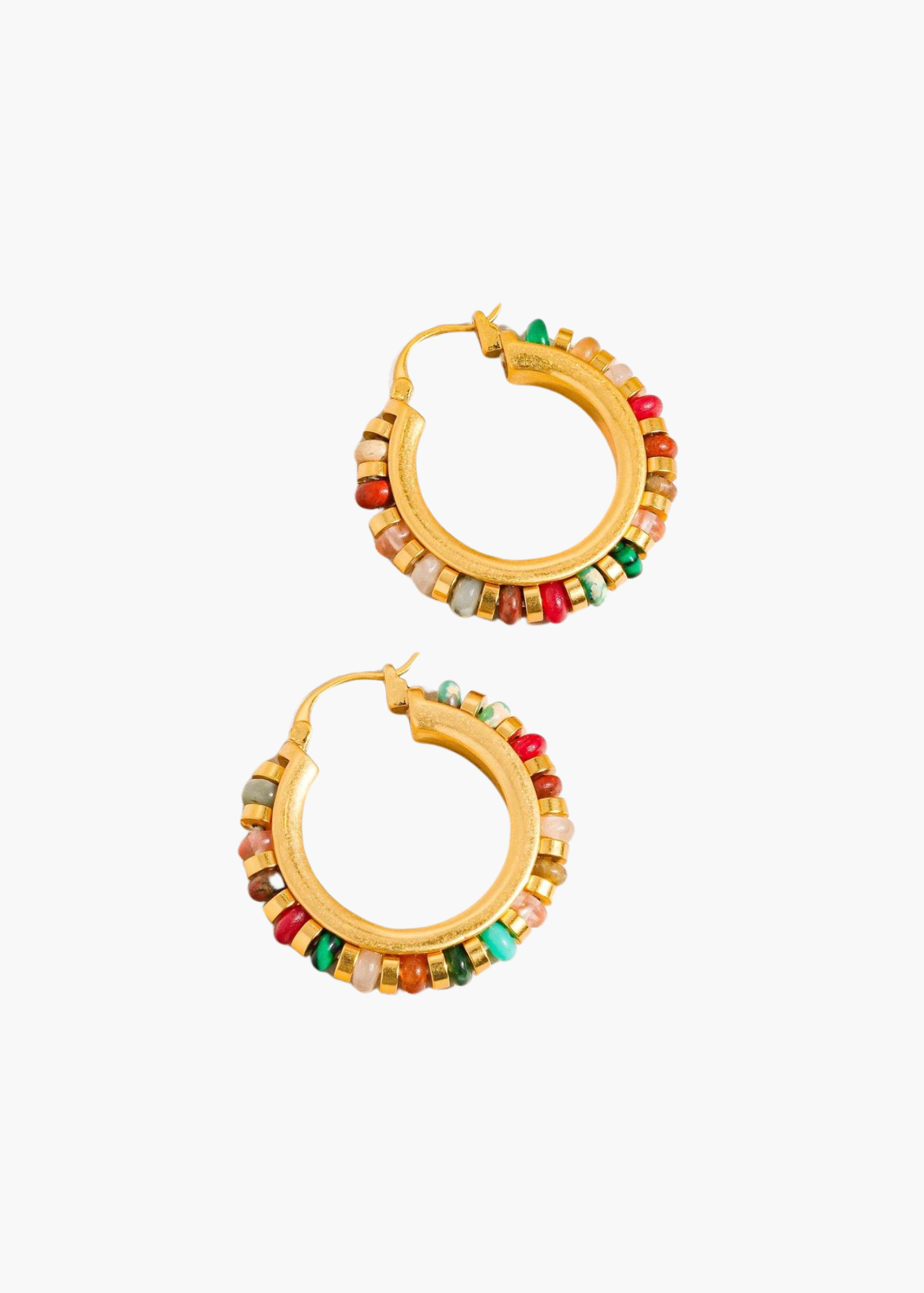 Capri 18K Gold Beaded Hoop in Multi