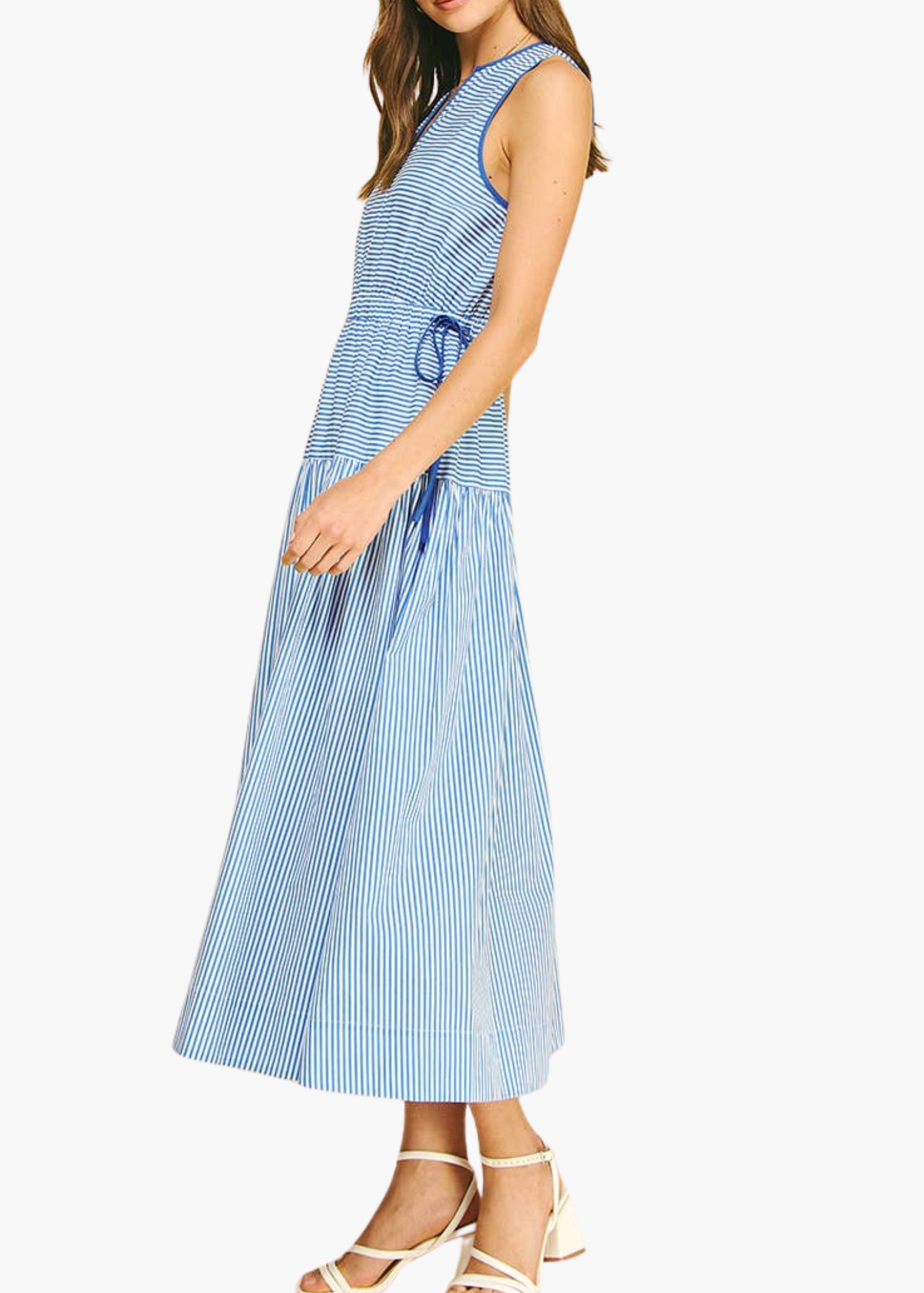 Lauren Cotton Midi Dress in Blue