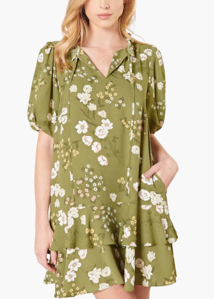 Henrietta Shift Dress in Olive