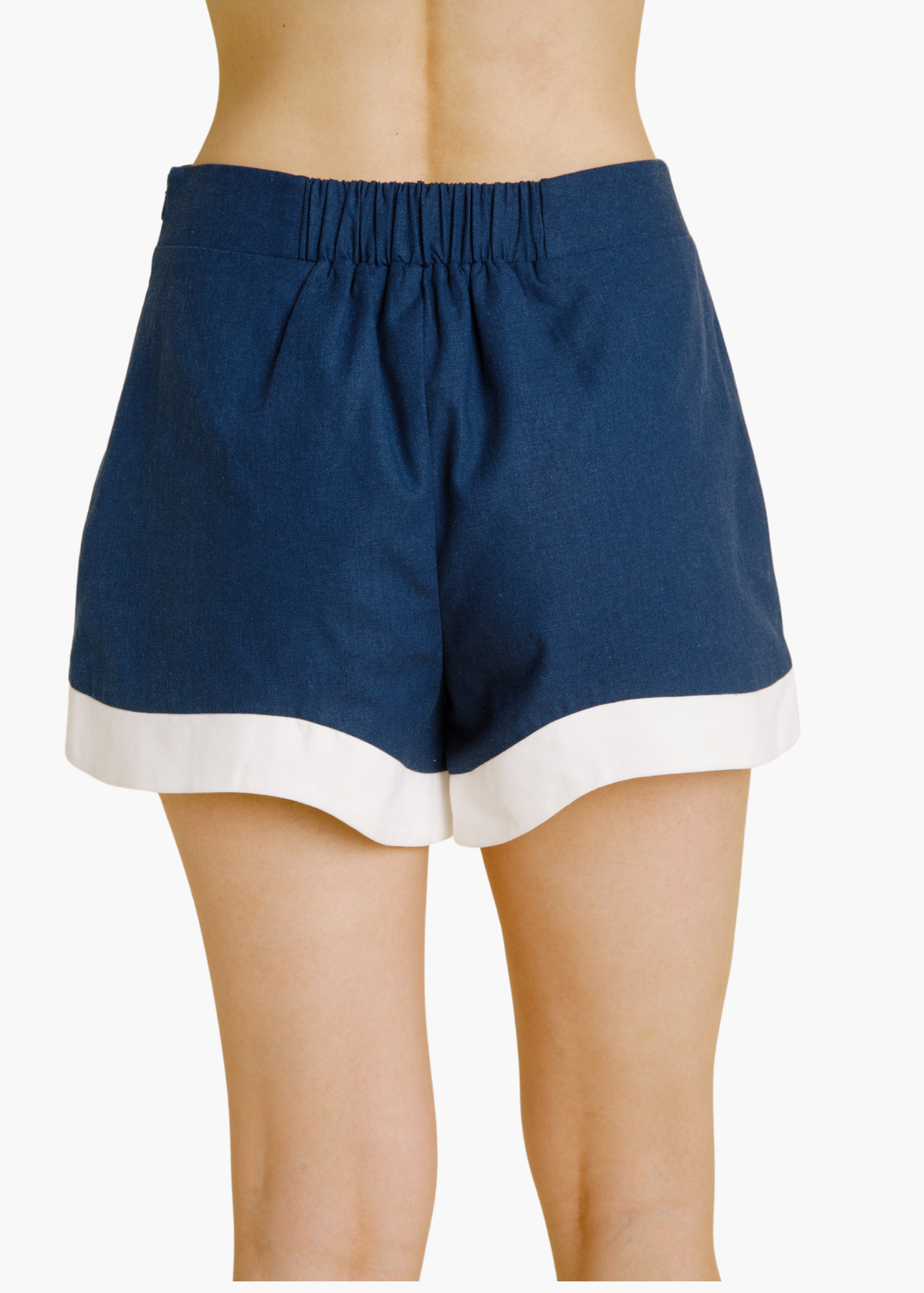 Wavy Hem Shorts in Navy