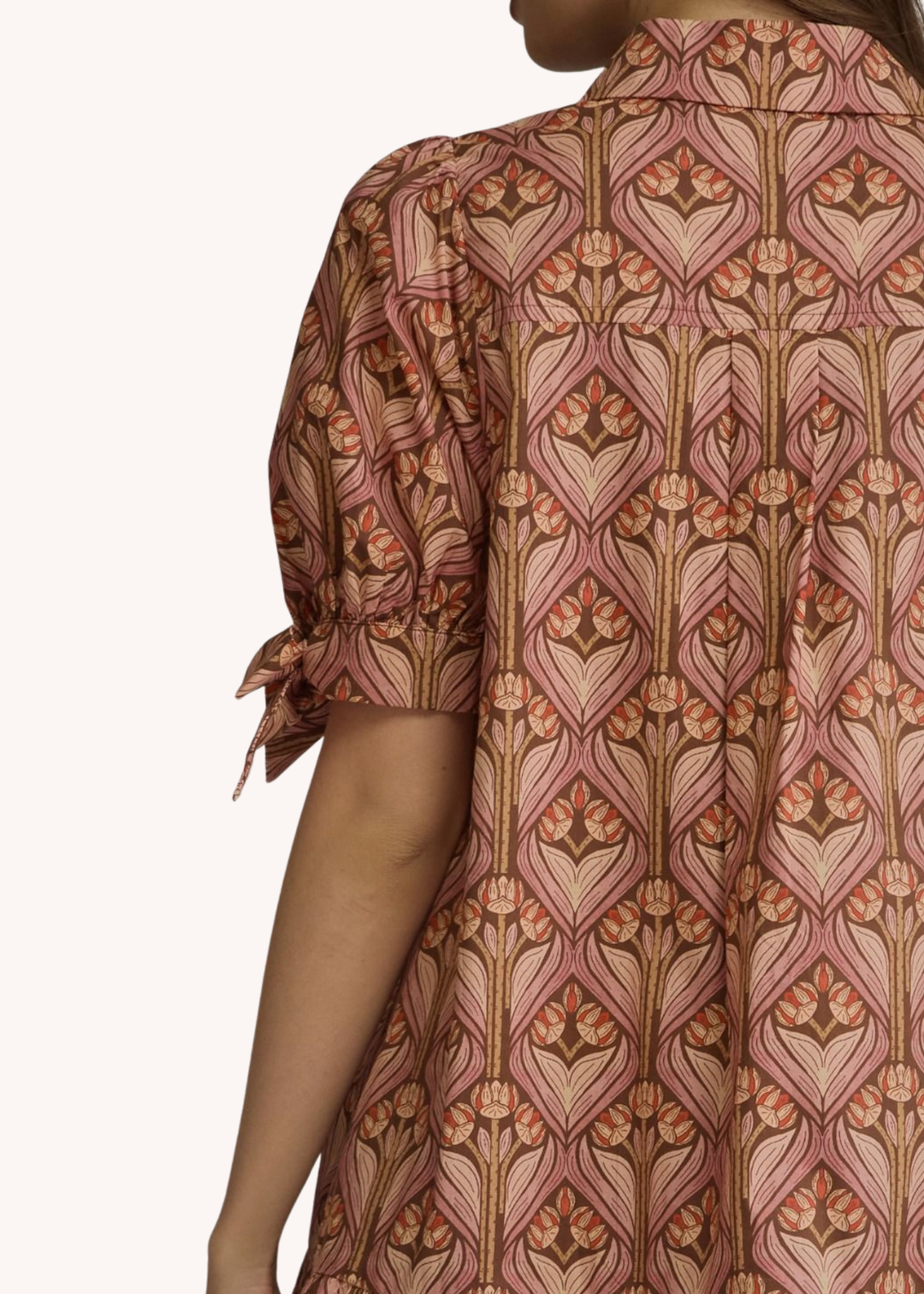 Emily Cotton Mini Dress in Brown