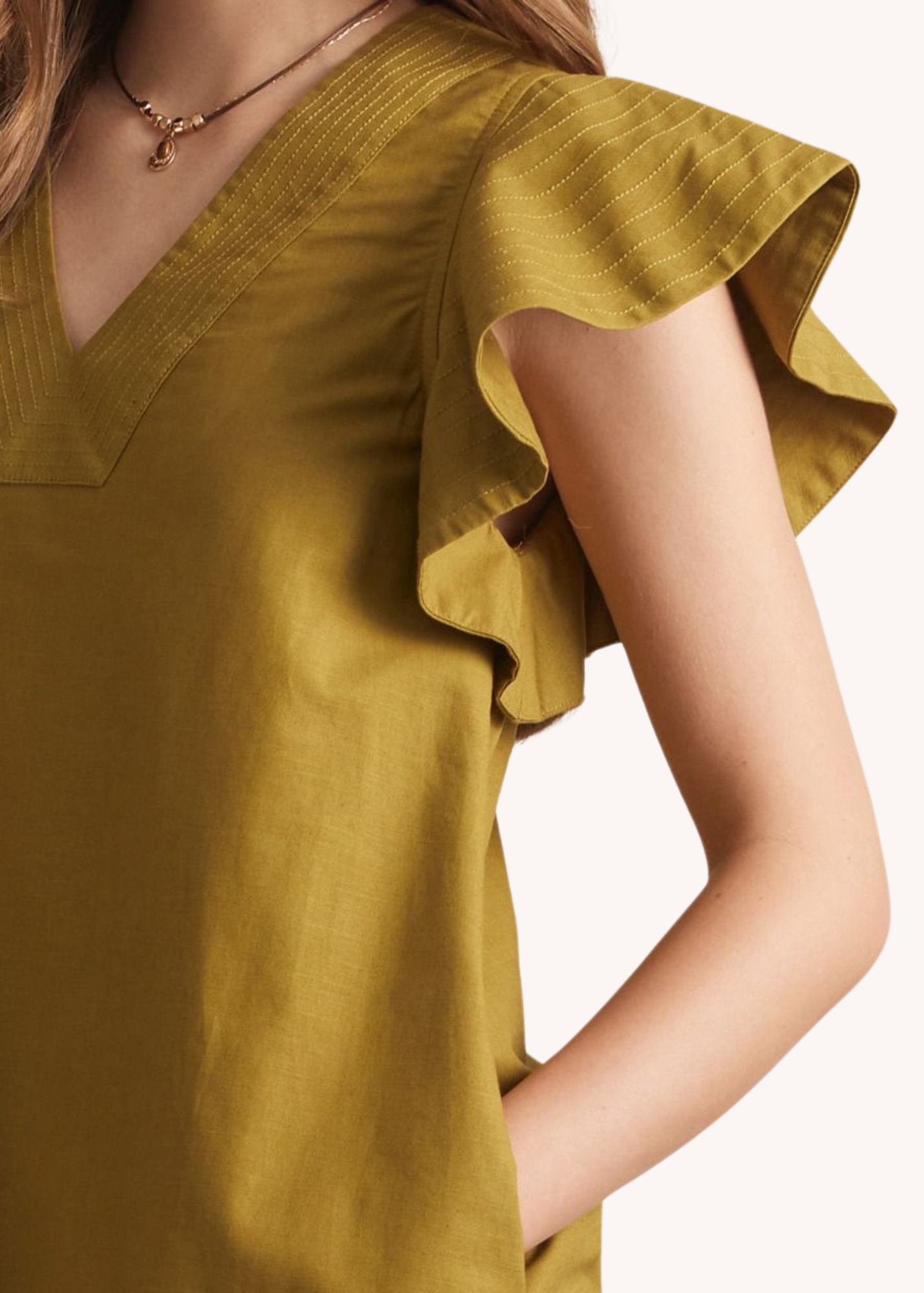 Lola Flutter Sleeve Dress in Chartreuse