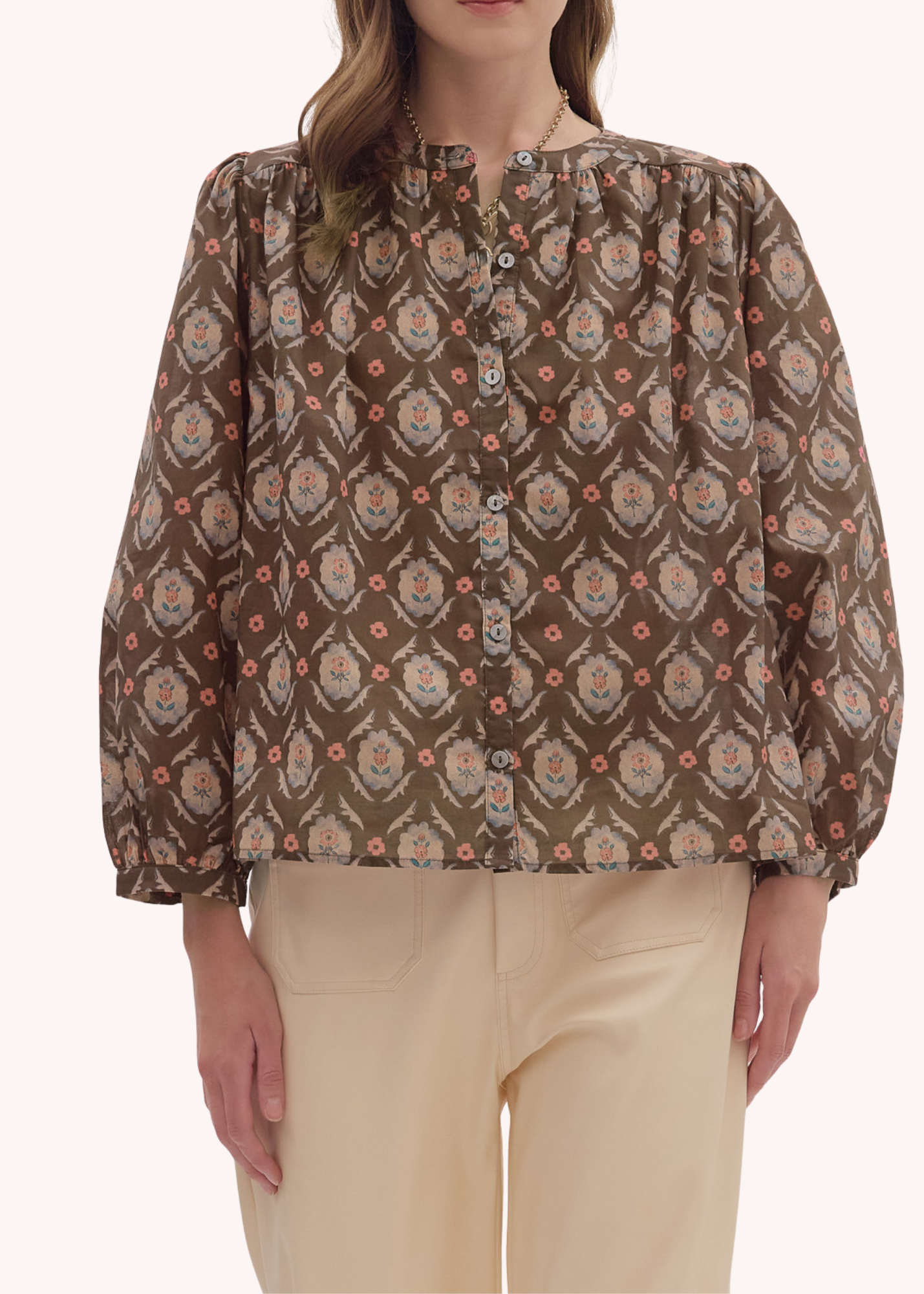 Maddie Top in Brown Floral