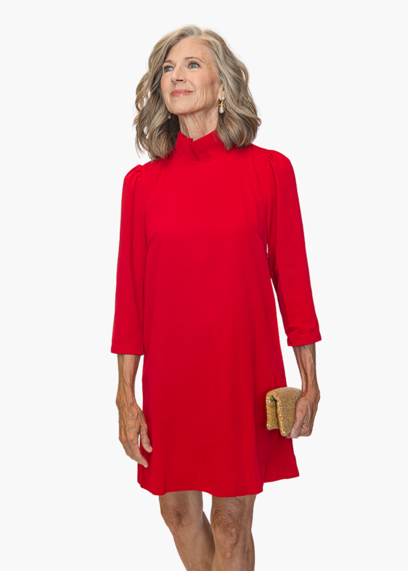 Chatham Bow Neck Dress in Red