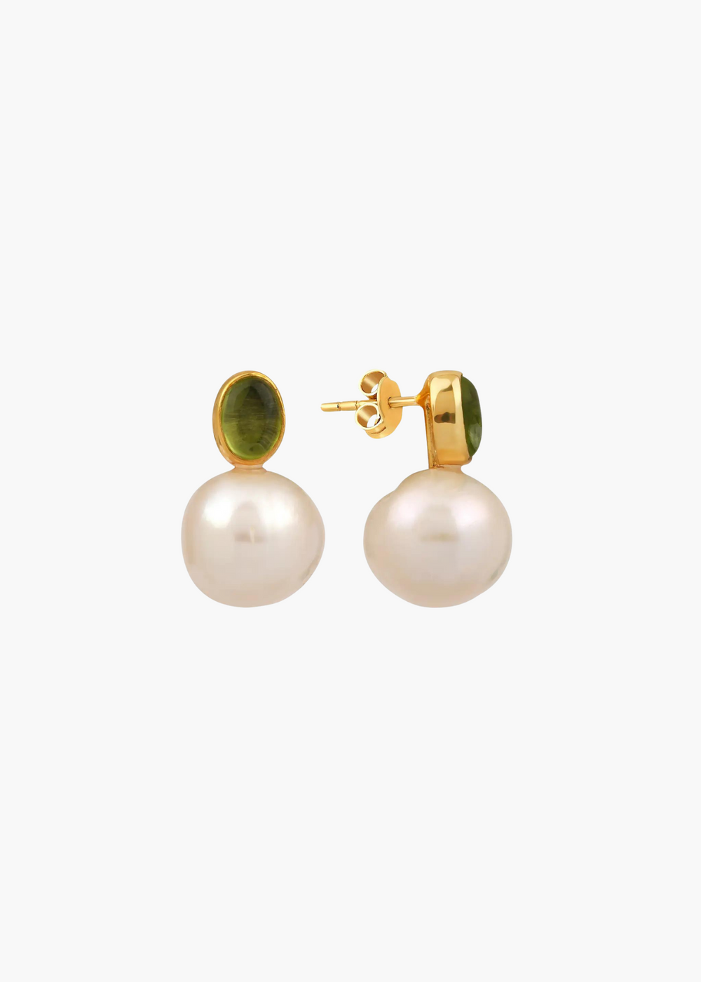Peridot and Pearl Stud Earrings