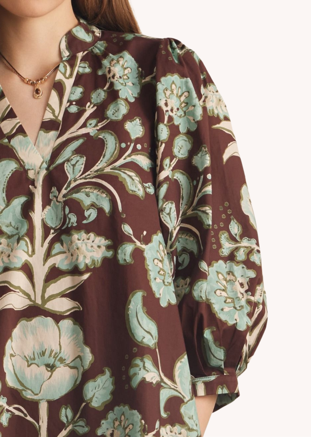 Mara Cotton Mini Dress in Chocolate