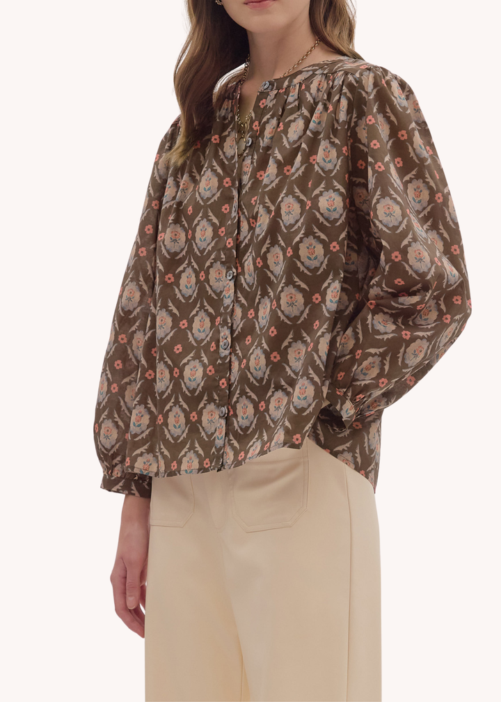Maddie Top in Brown Floral
