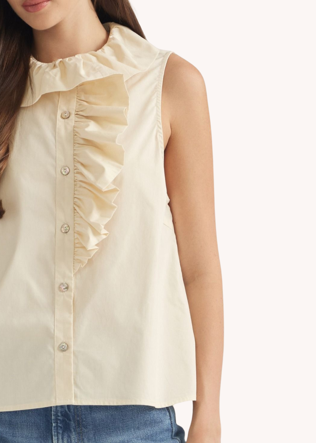 Cecil Cotton Ruffle Top in Cream