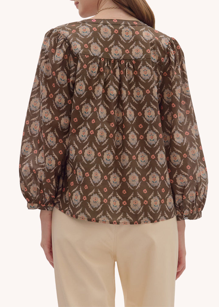 Maddie Top in Brown Floral