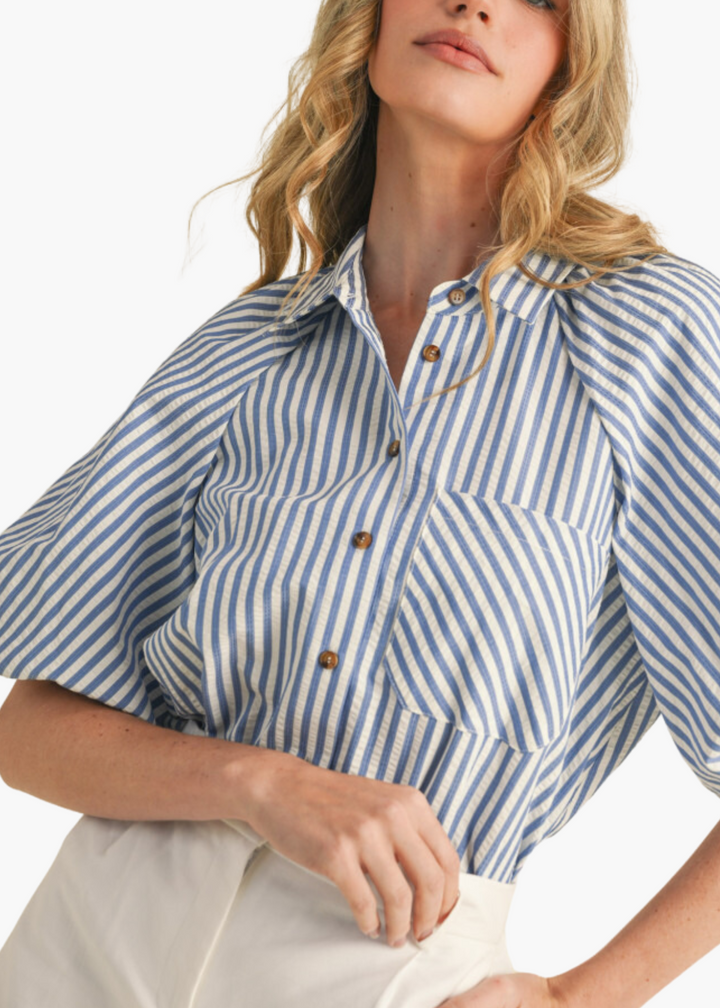 Marsella Button Up Top in Blue