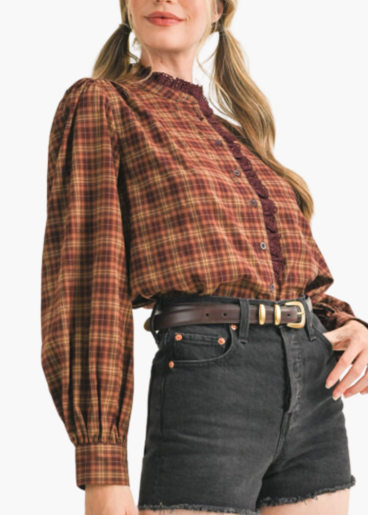 Winnie Top in Cocoa Plaid