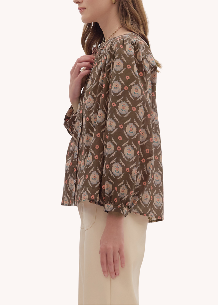 Maddie Top in Brown Floral