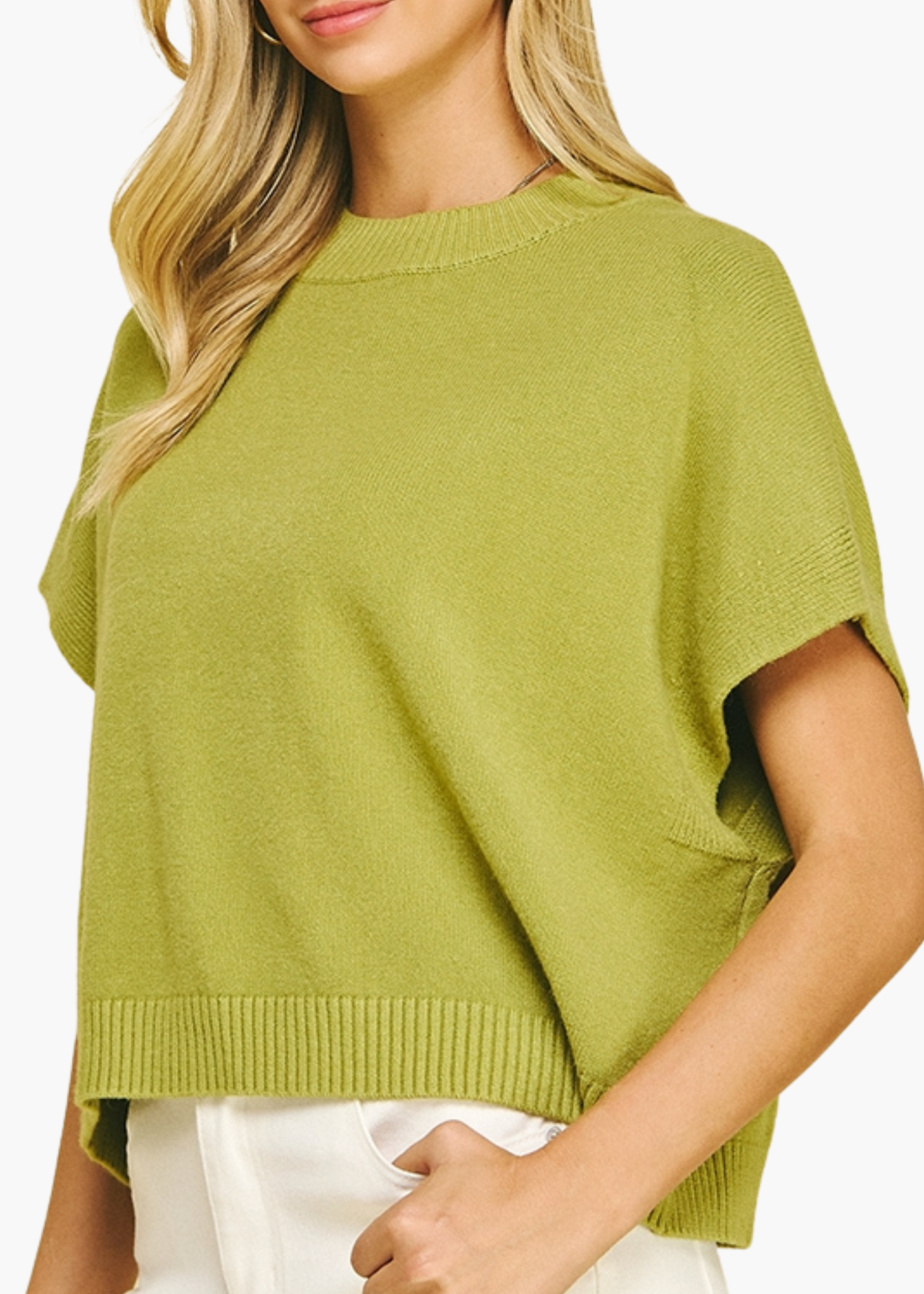 Addie Drop Shoulder Sweater in Avocado