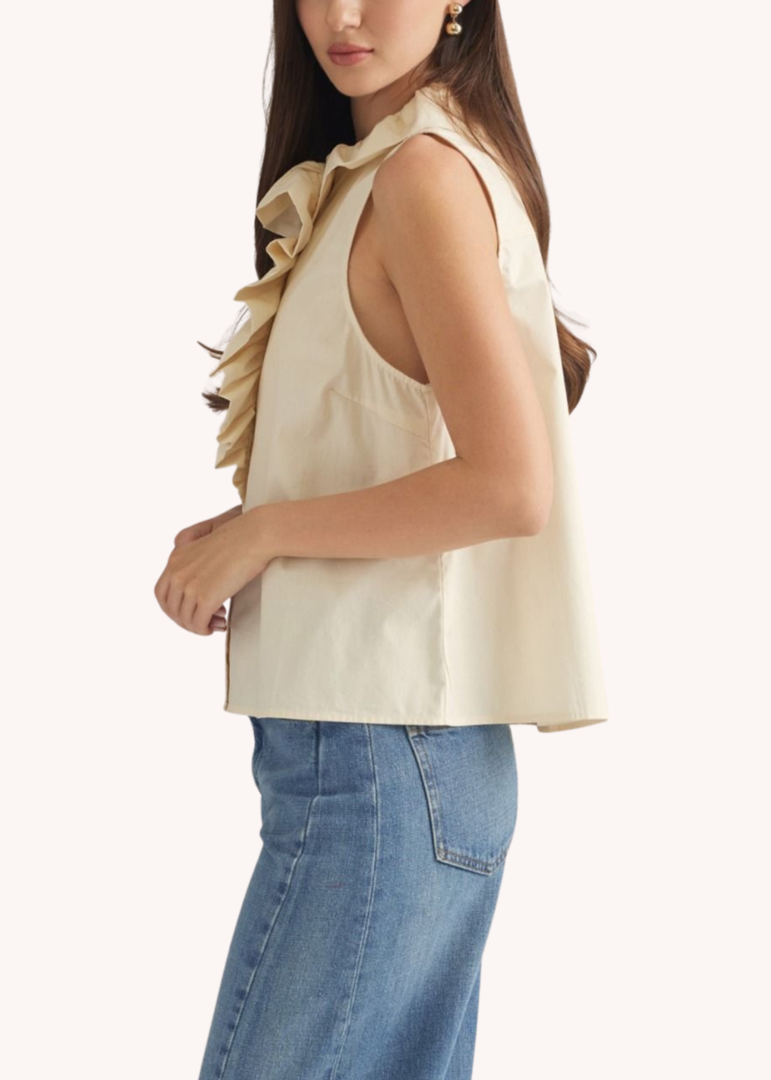 Cecil Cotton Ruffle Top in Cream