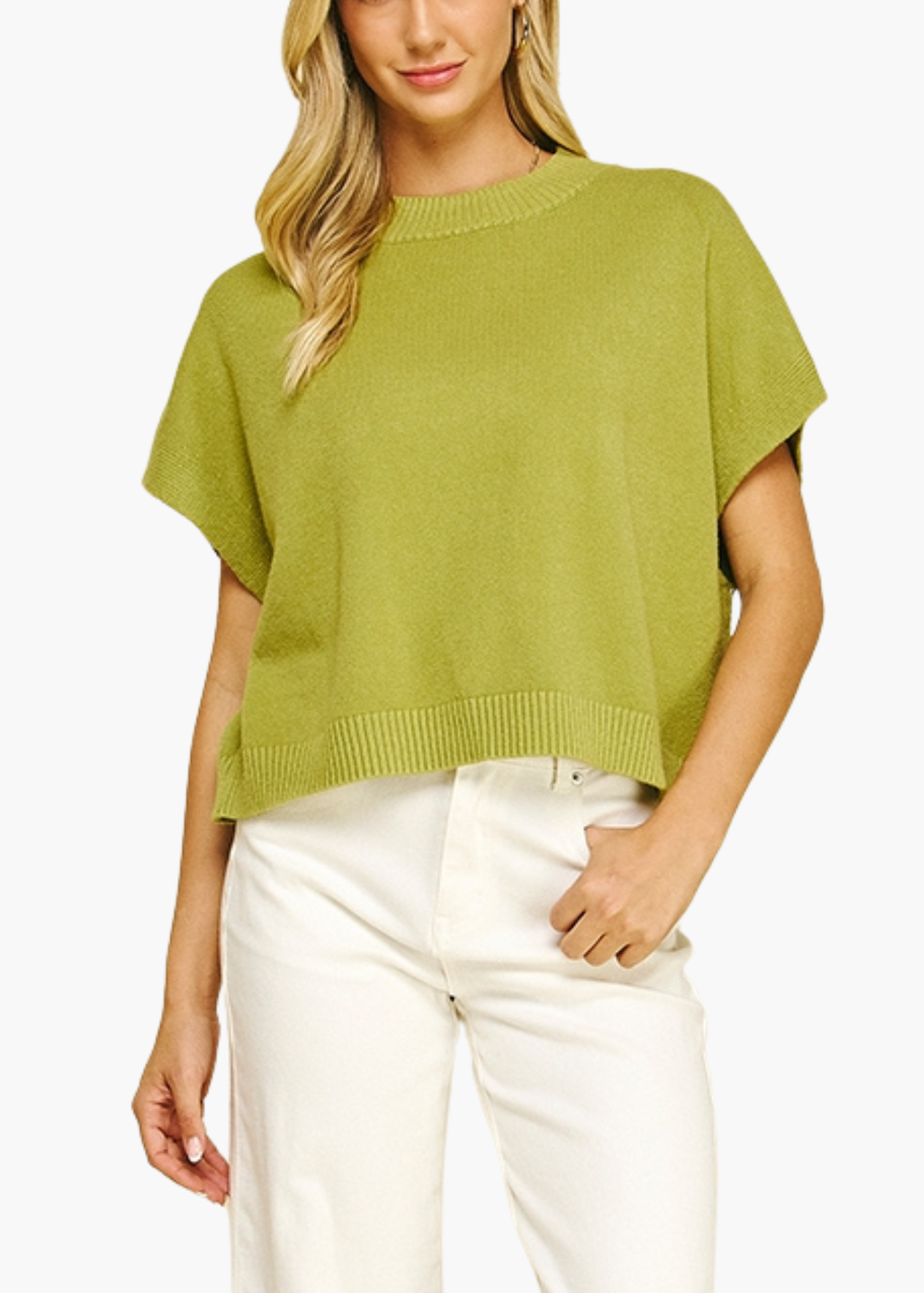 Addie Drop Shoulder Sweater in Avocado