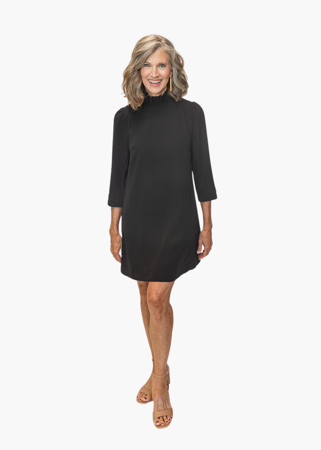 Chatham Bow Neck Dress in Black