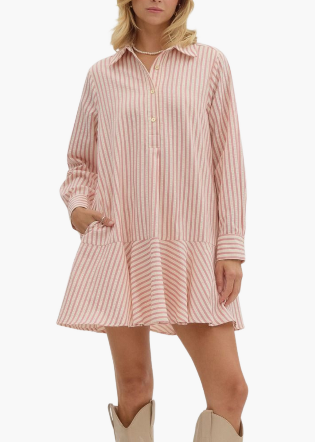 Dorothy Drop Waist Mini Dress in Pink