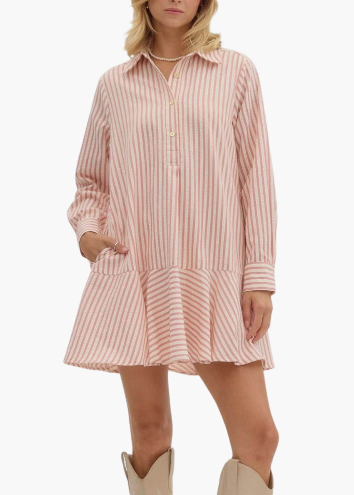 Dorothy Drop Waist Mini Dress in Pink