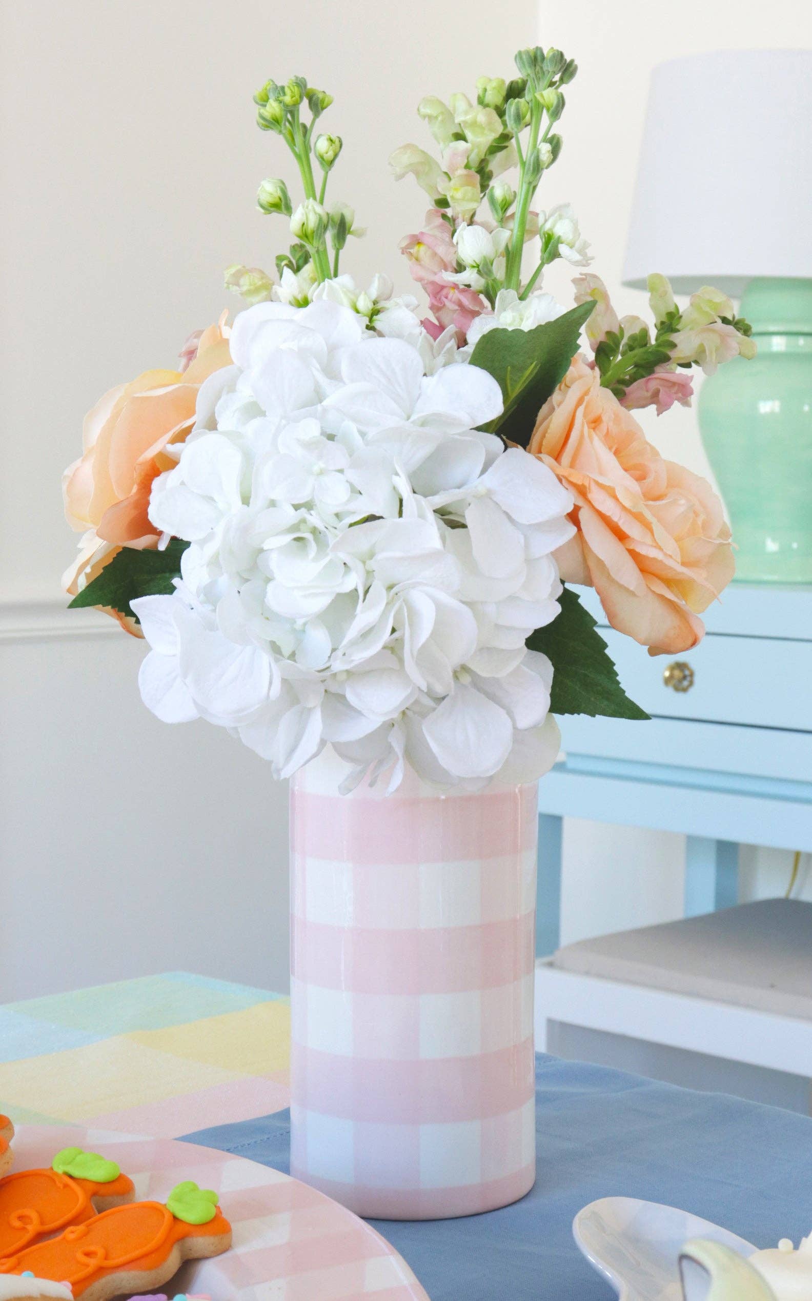 Gingham Vase in French Blue