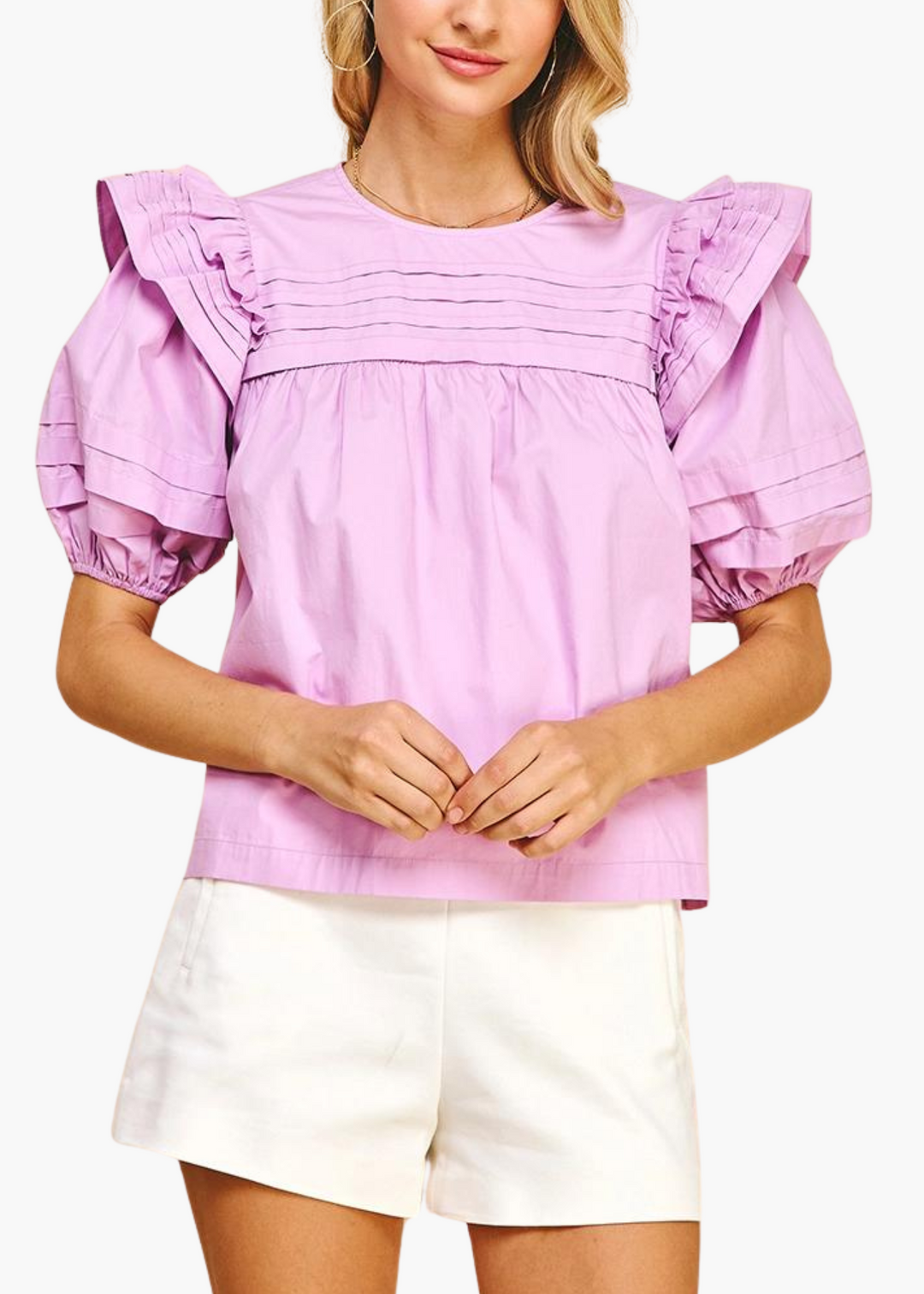 Alexa Puff Sleeve Top in Lilac