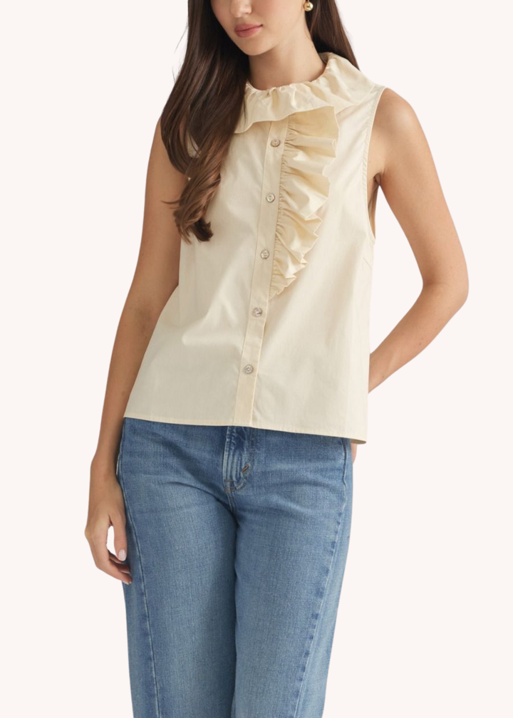 Cecil Cotton Ruffle Top in Cream
