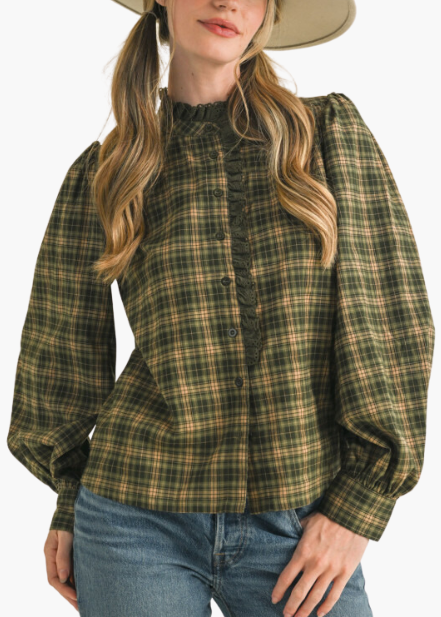 Winnie Top in Hunter Green Plaid