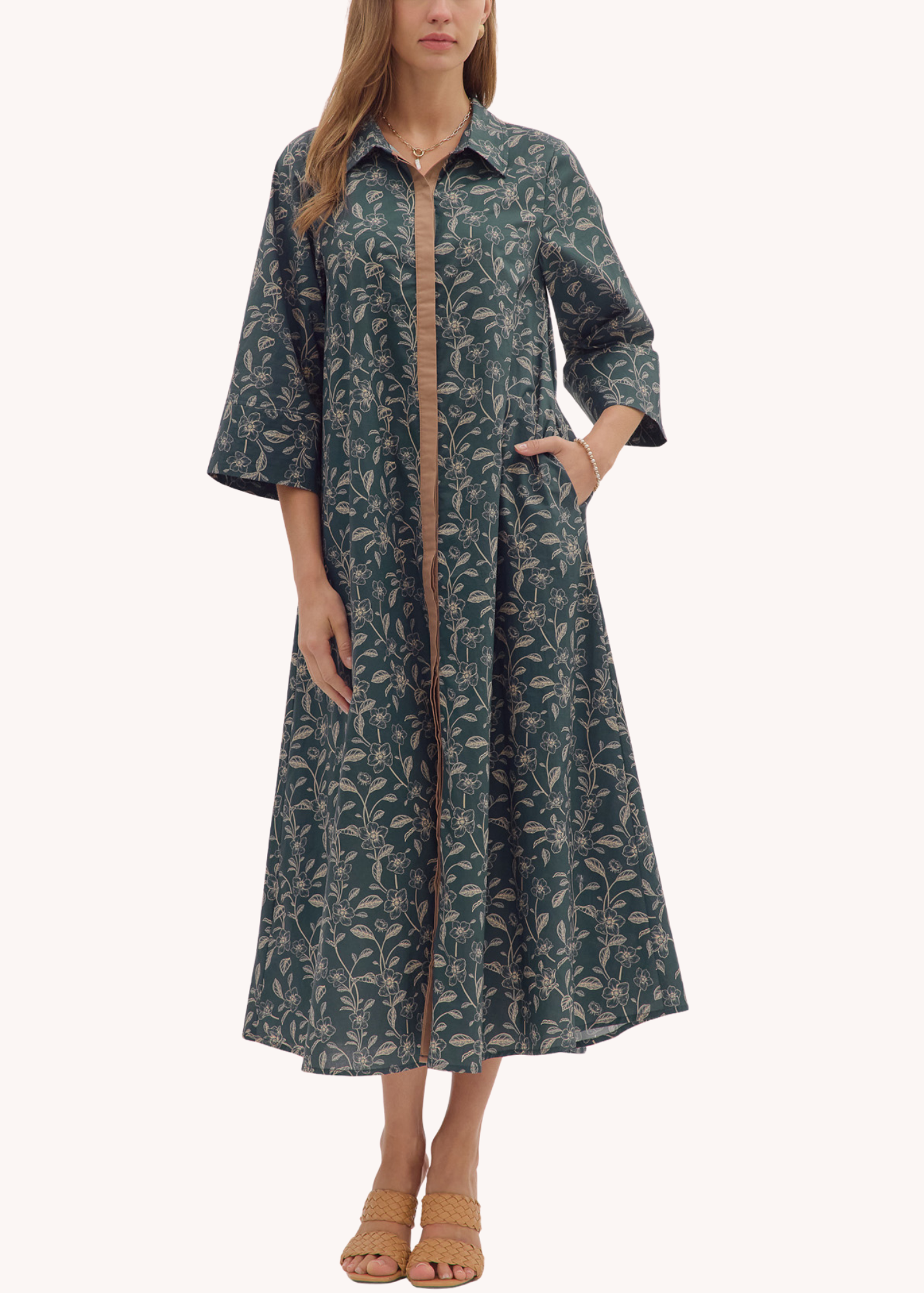 Teighla Cotton Midi Shirt Dress