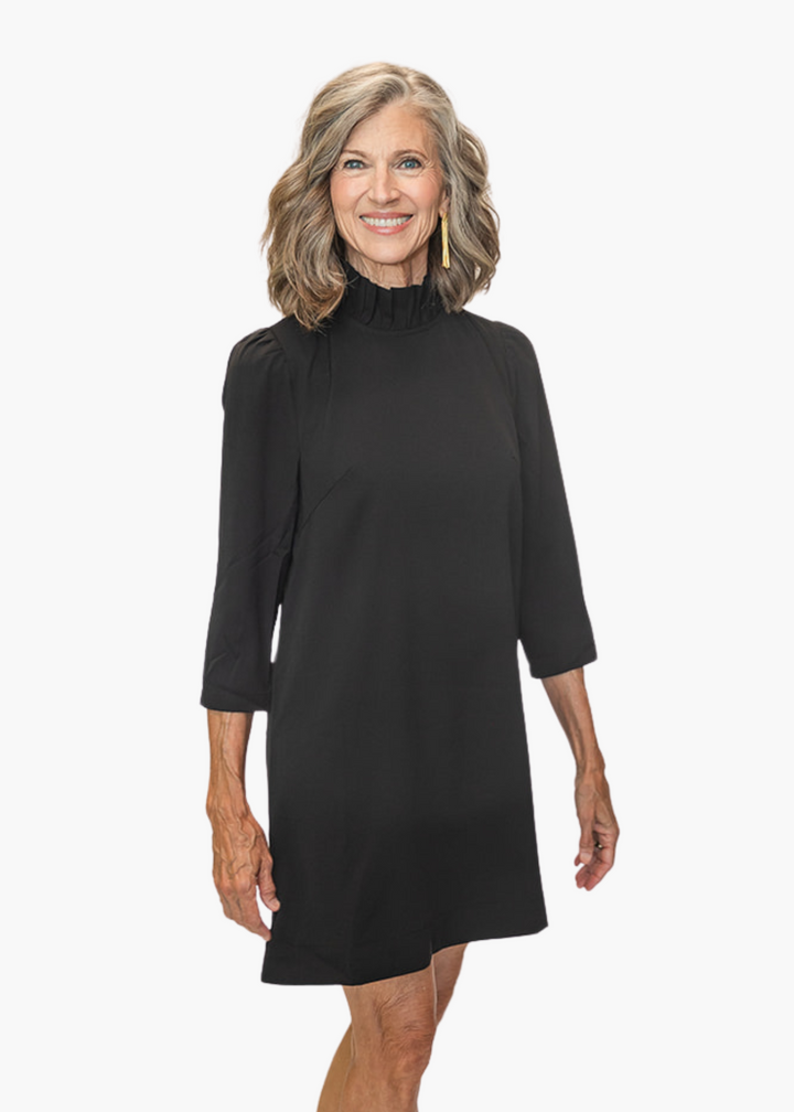 Chatham Bow Neck Dress in Black