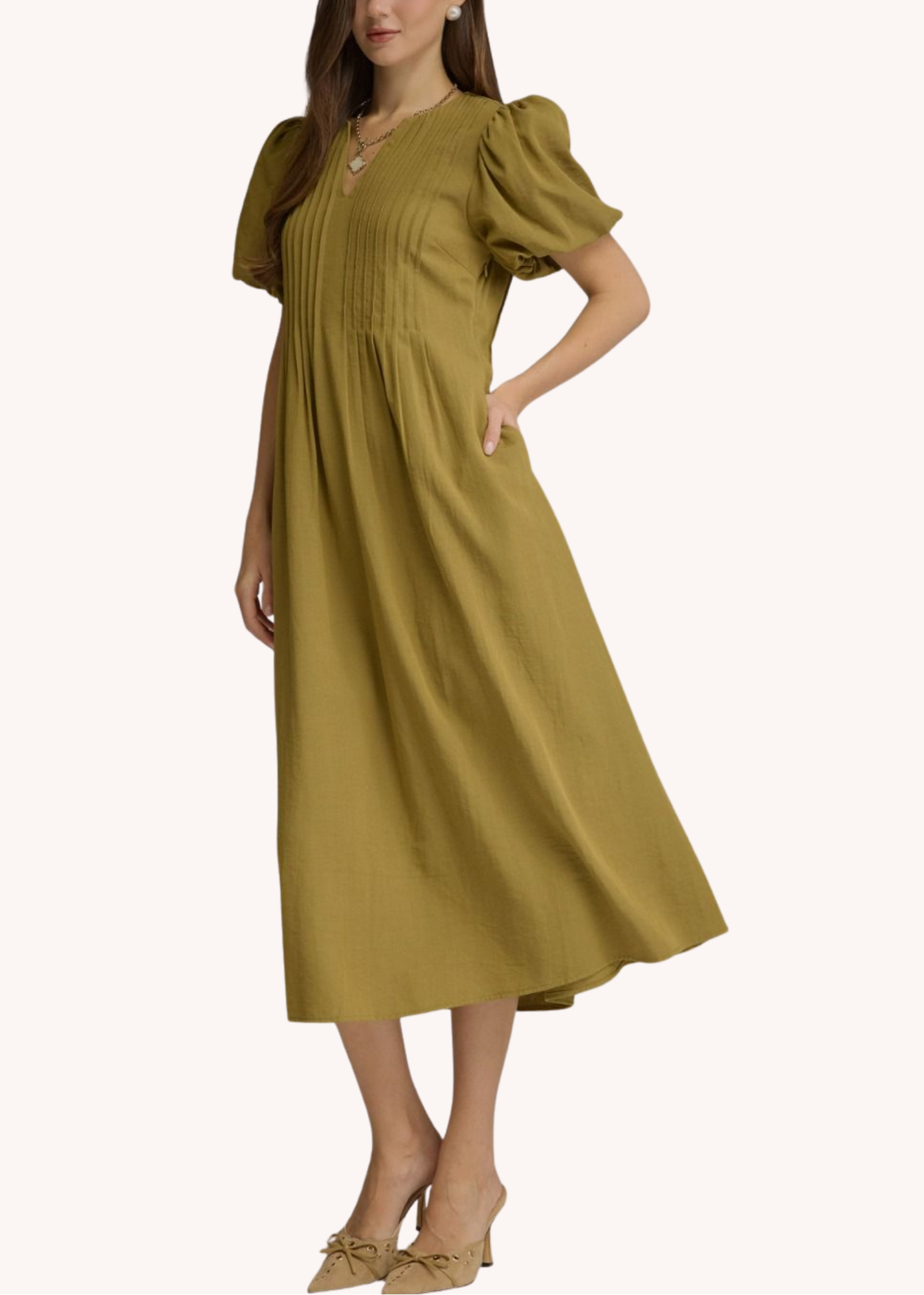 Graham Midi Dress in Olive