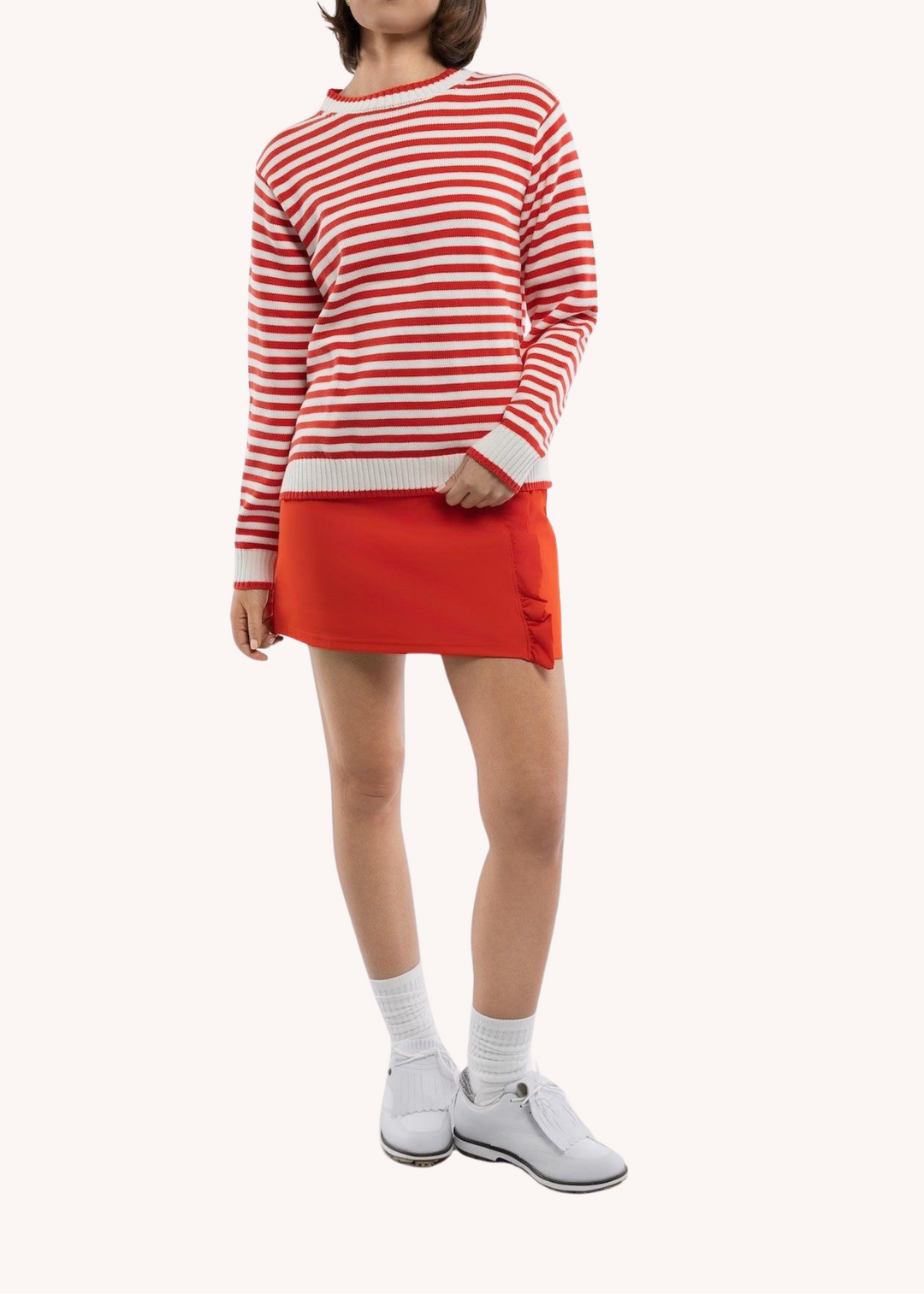 Autumn Sweater in Tomato/Cream Stripe