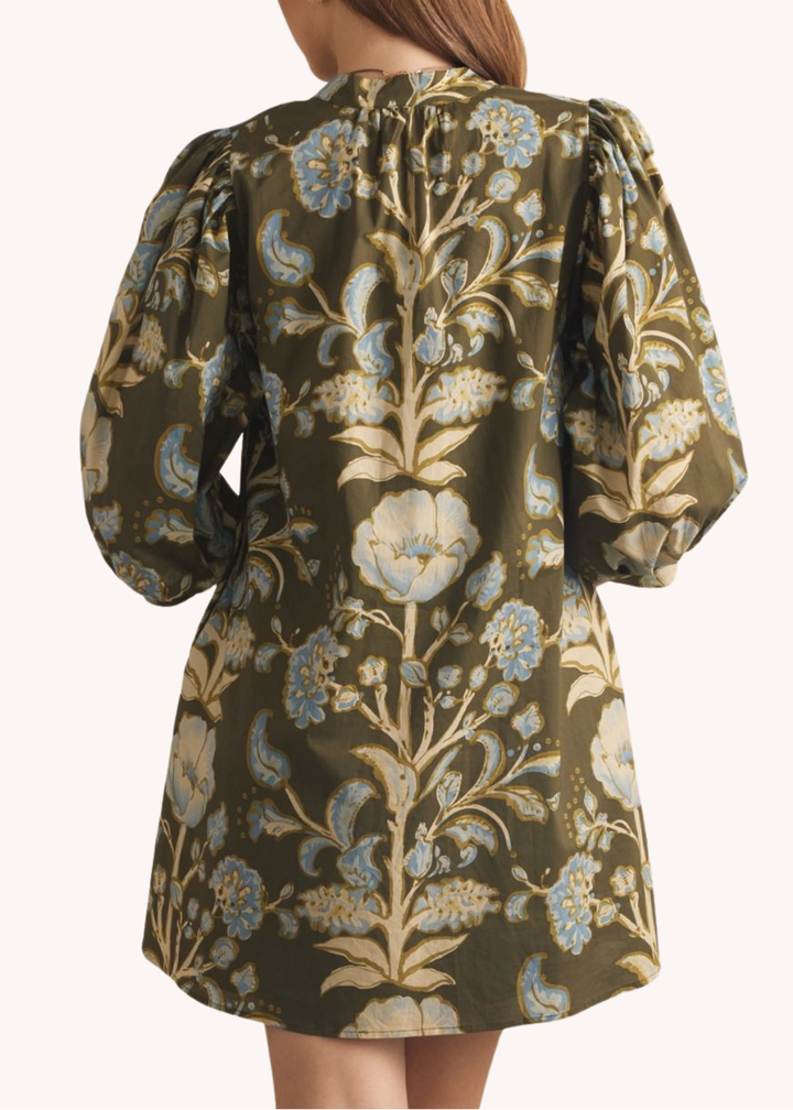 Mara Cotton Mini Dress in Olive